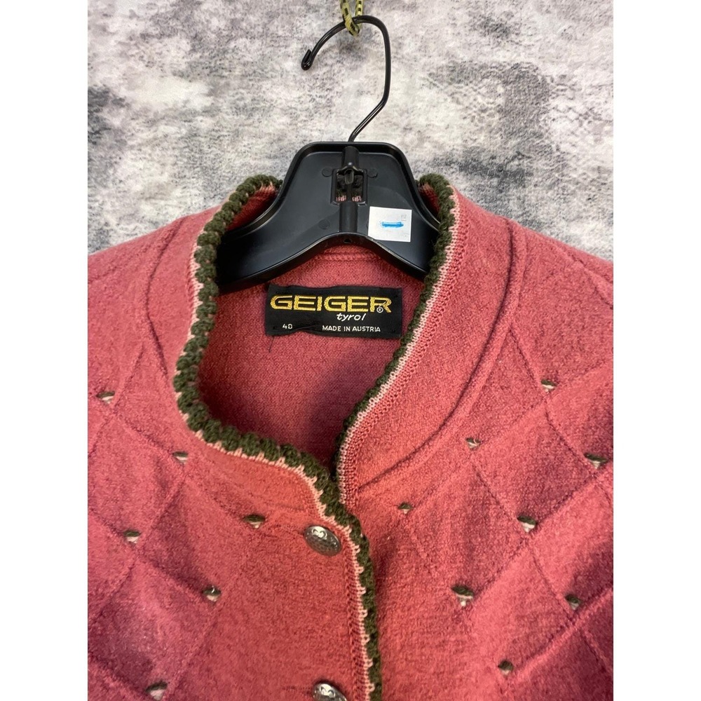 Vtg Geiger Women's 40 Boiled Wool Jacket 80s Pewter Buttons Tyrolean Grandmacore - Picture 5 of 8